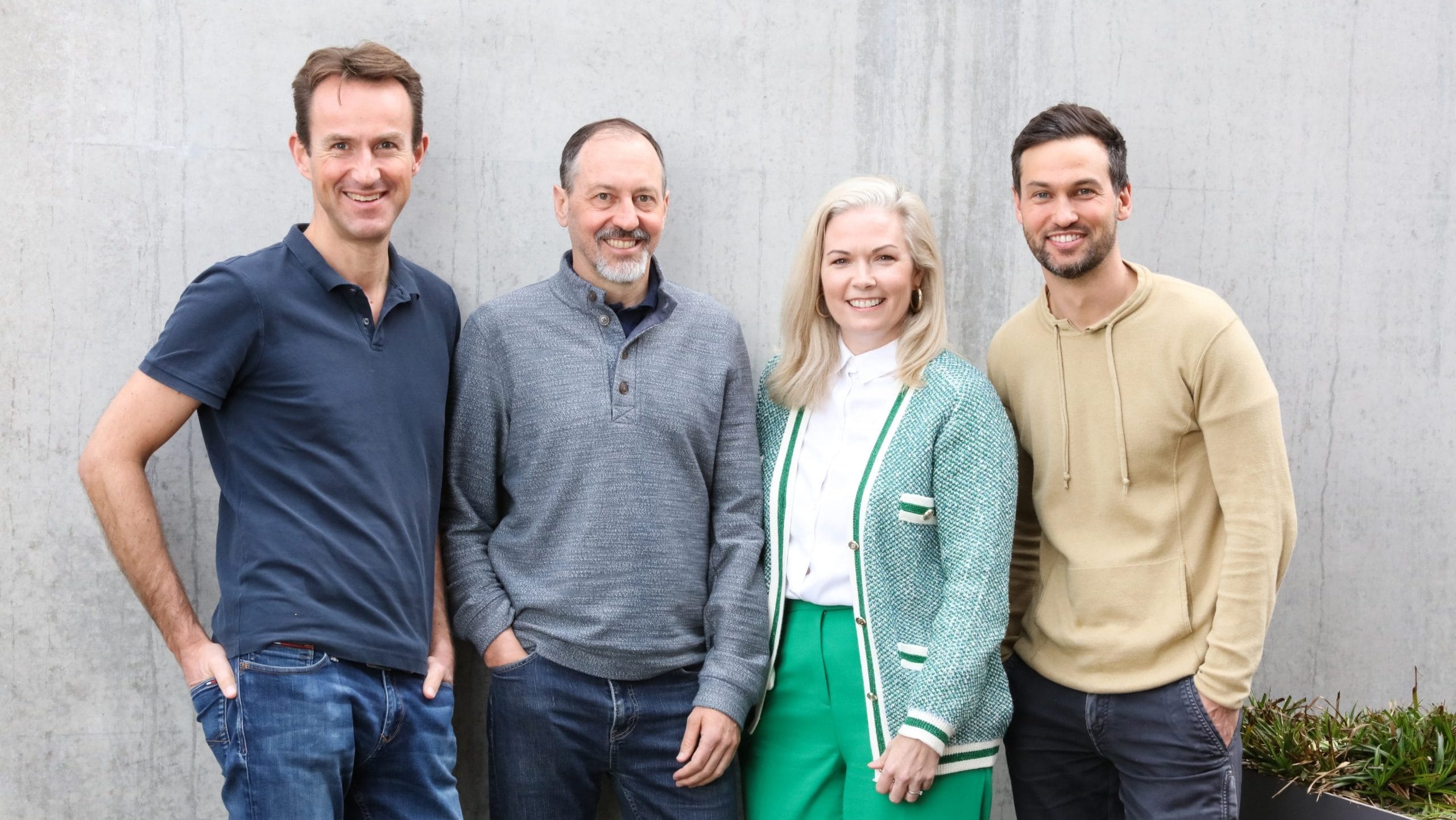 Group Photo - Bernd Klosterkemper, Florian Erber, Zoe Peden, and Johannes Weber, the partners at Ananda Impact Ventures, showcasing the team behind innovative impact investments